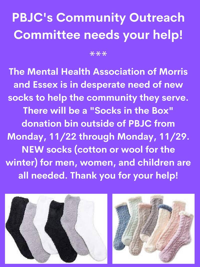 Banner Image for Last Day to Drop off Socks for Community Outreach Committee's 