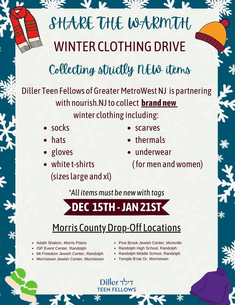 Banner Image for Winter Clothing Drive with Diller Teen Fellows and nourish.NJ - Last Day to Drop off Donations