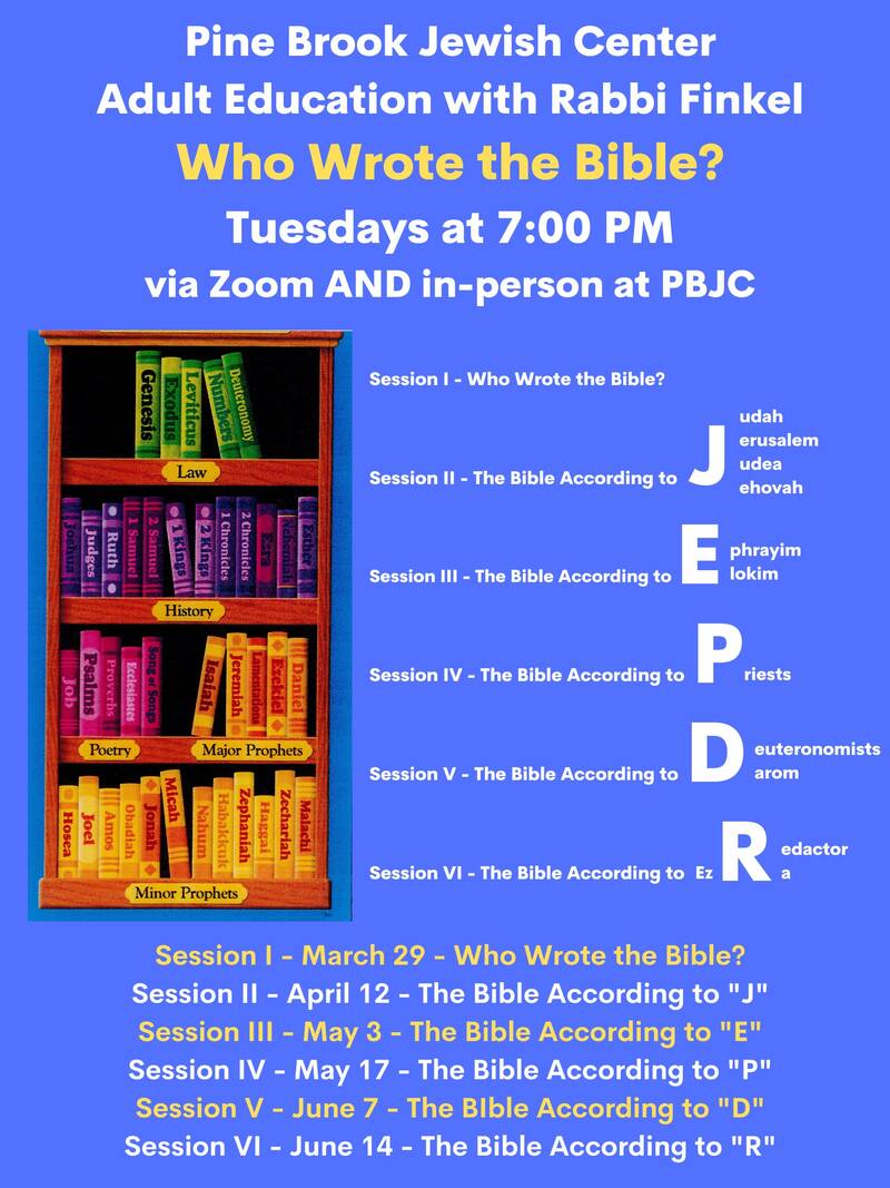 Banner Image for Adult Education with Rabbi Finkel: Who Wrote the Bible