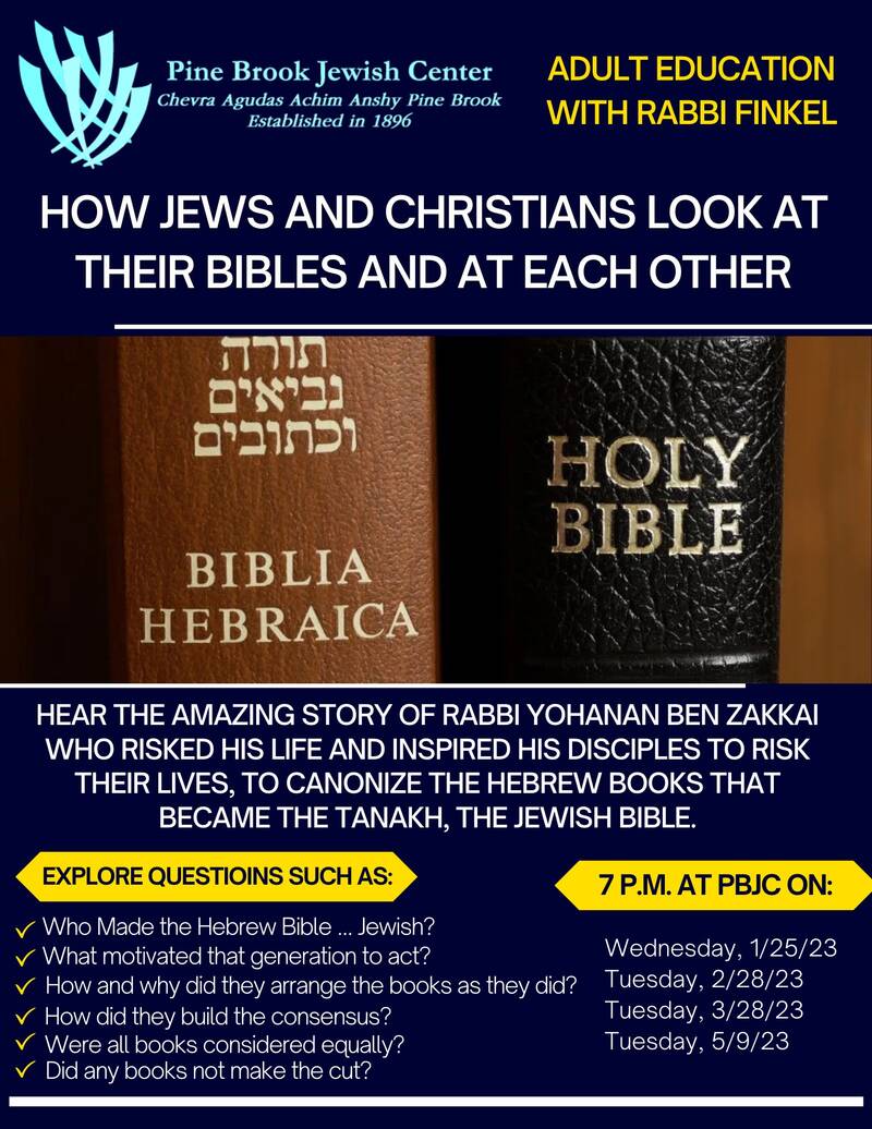 Banner Image for Adult Ed with Rabbi Finkel - How Jews and Christians Look at Their Bibles and at Each Other