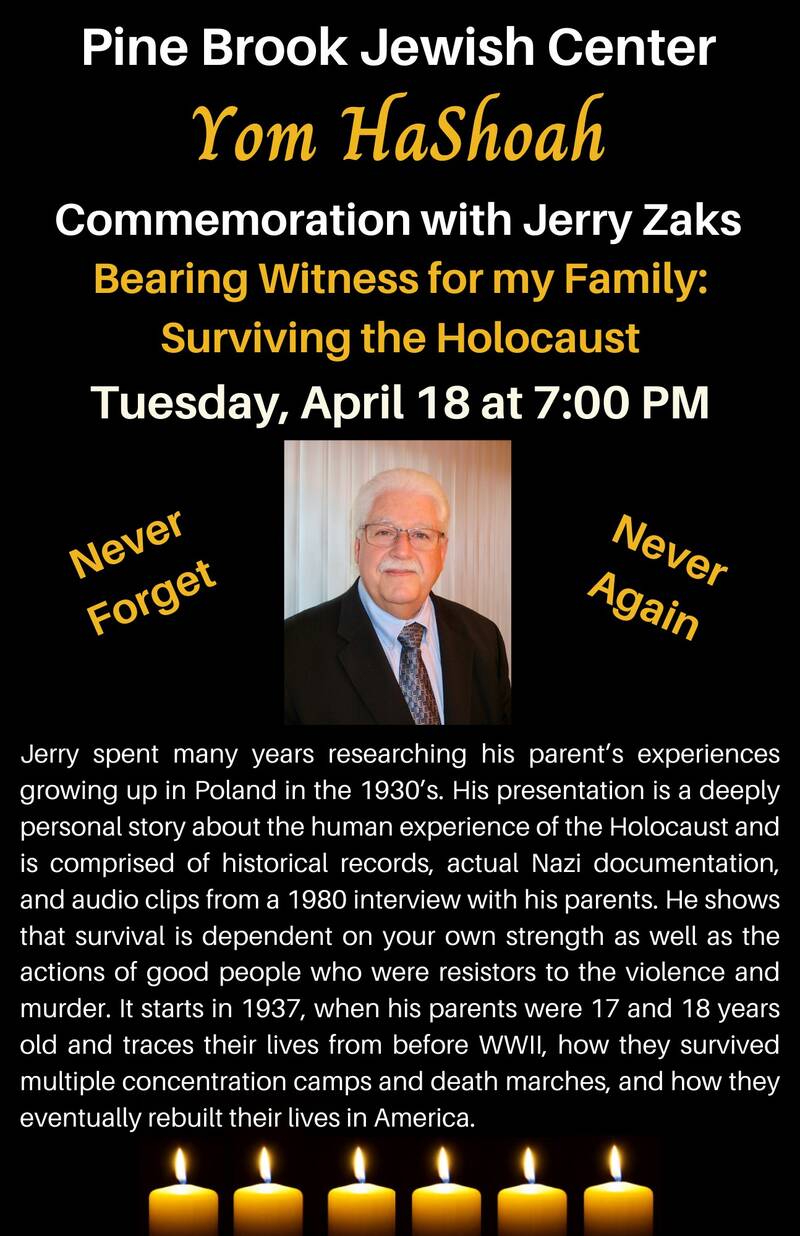 Banner Image for Yom HaShoah Commemoration with Jerry Zaks