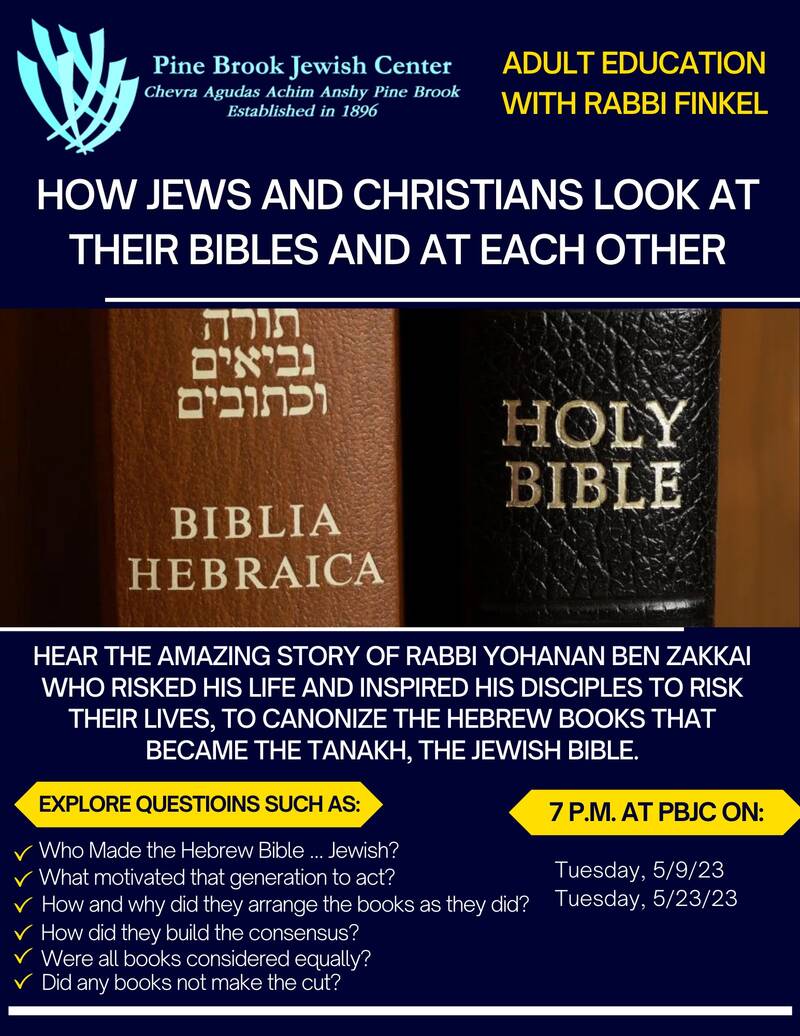 Banner Image for Adult Ed with Rabbi Finkel - How Jews and Christians Look at Their Bibles and at Each Other