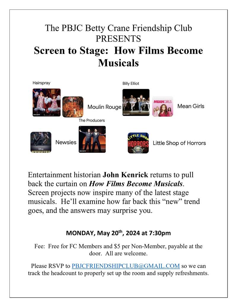 Banner Image for Friendship Club - Screen to Stage: How Films Become Musicals with John Kenrick