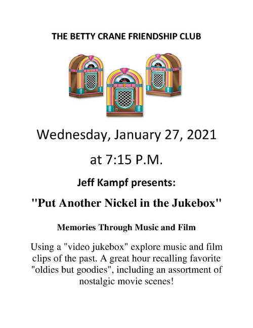 Banner Image for Betty Crane Friendship Club presents Jeff Kampt: Put Another Nickel in the Jukebox