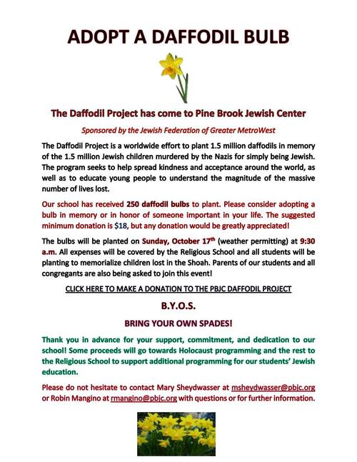 Banner Image for Religious School Daffodil Project